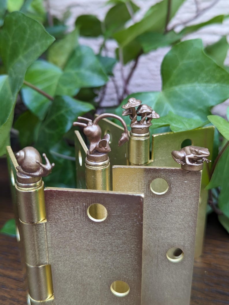 Hinge Head Cottage Core Bundle Set | Mouse Snail Frog Mushroom | 4 Per Set | Faux Bronze Silver Black