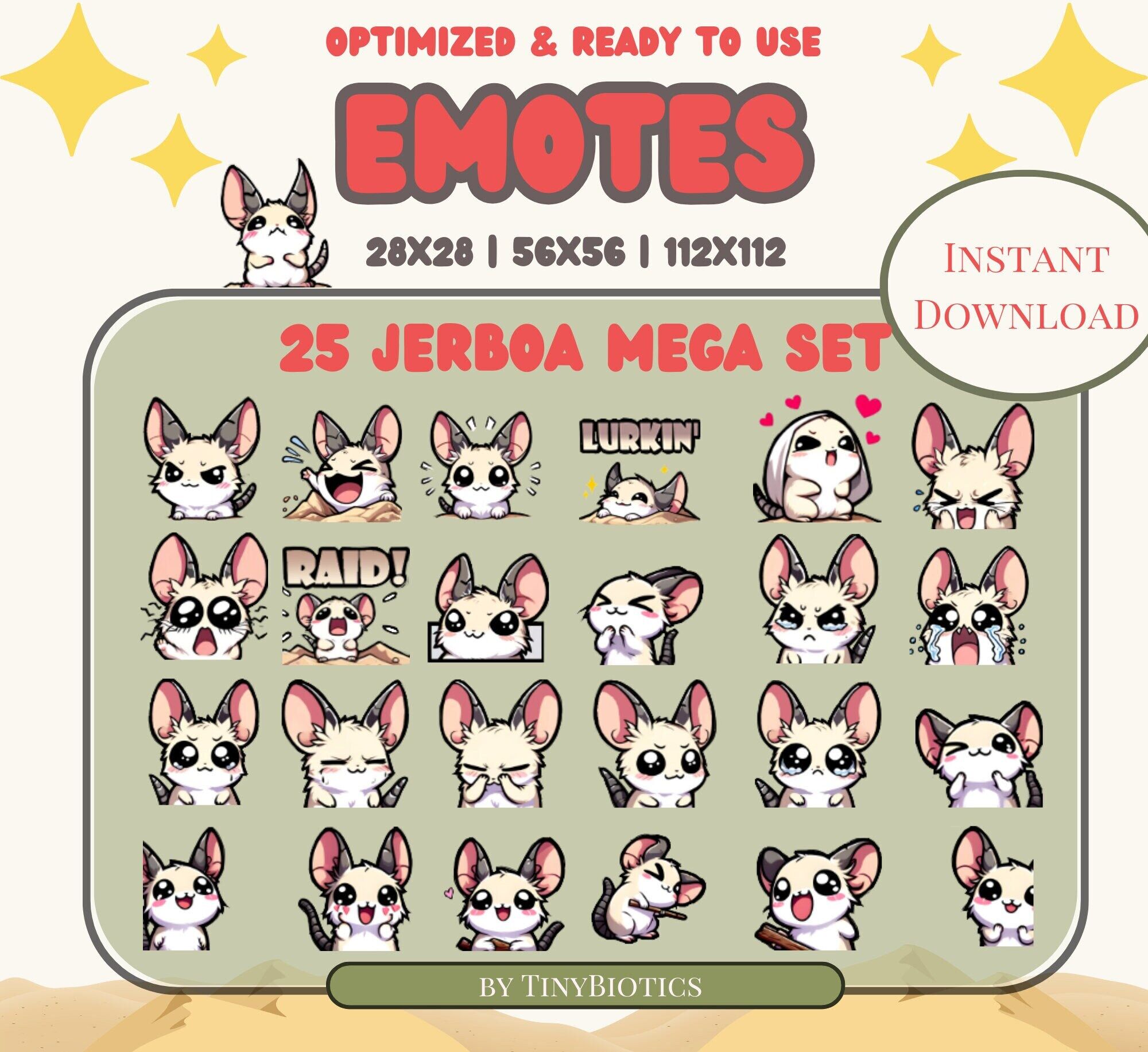 HUGE SET of 25 Kawaii Jerboa Rat Emote Bundle -  Twitch Discord Youtube | Streamer | Cute | Digital